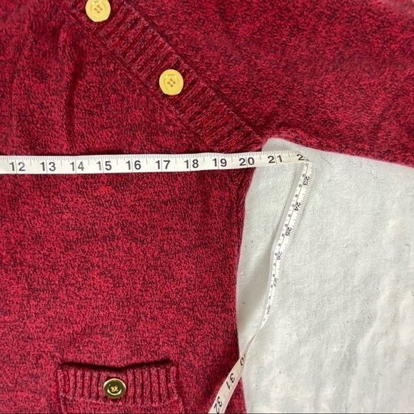 Karen Scott Button Cowl Neck Sweater Size Medium 100% Cotton Burgundy Knit - Picture 9 of 12